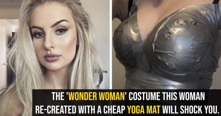 The ‘Wonder Woman’ Costume This Woman Re-created With A Cheap Yoga Mat Will Shock You.